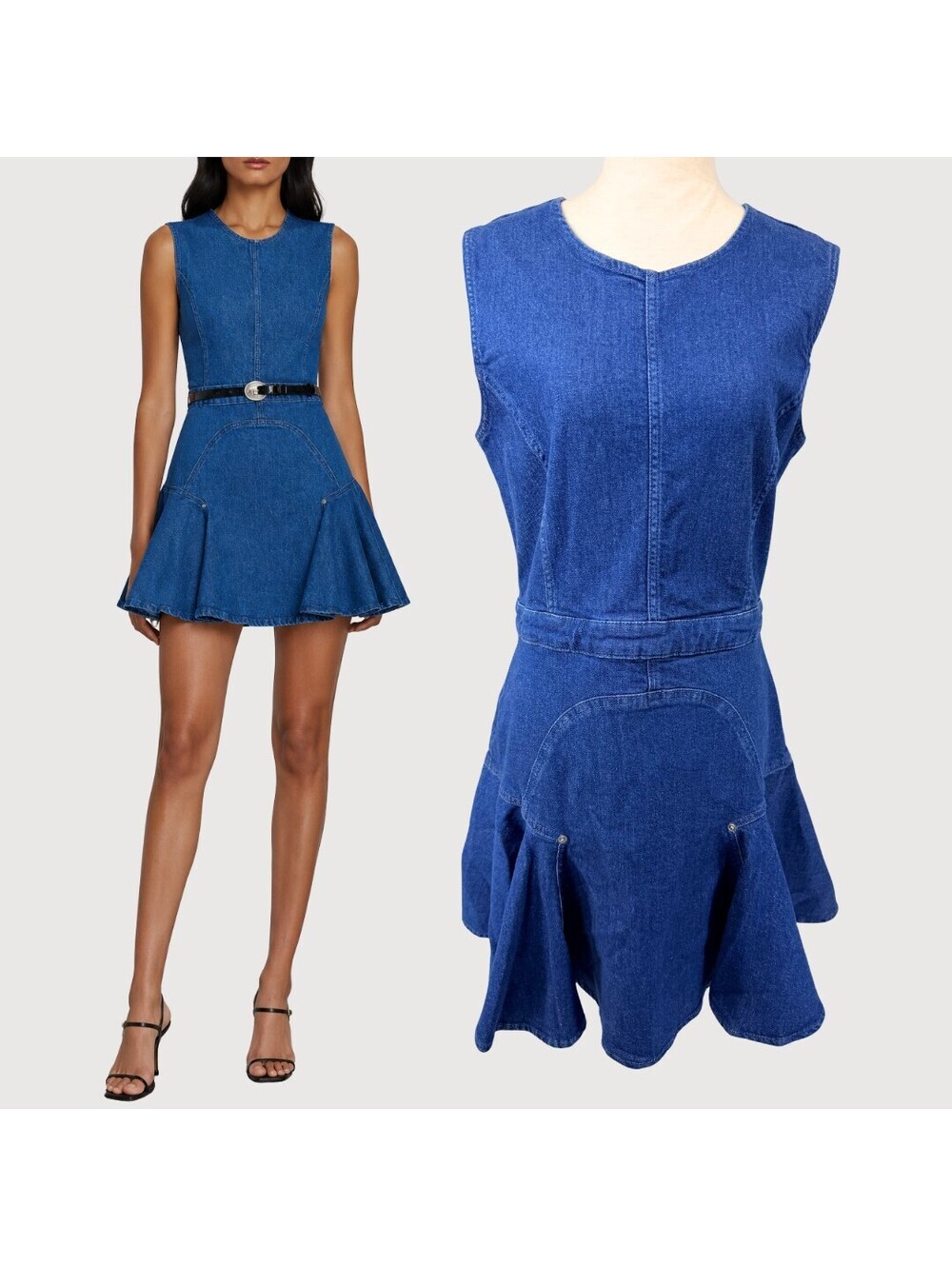 7 For All Mankind Denim Flounce Mini Dress NWT L
